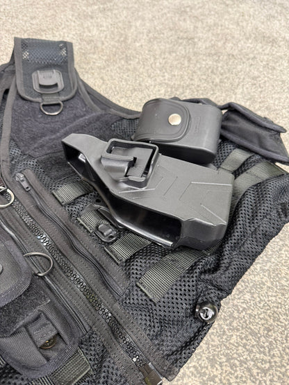 Safariland Black Molle Vest Taser Holster & Pouches Tactical Utility Security Vest XL