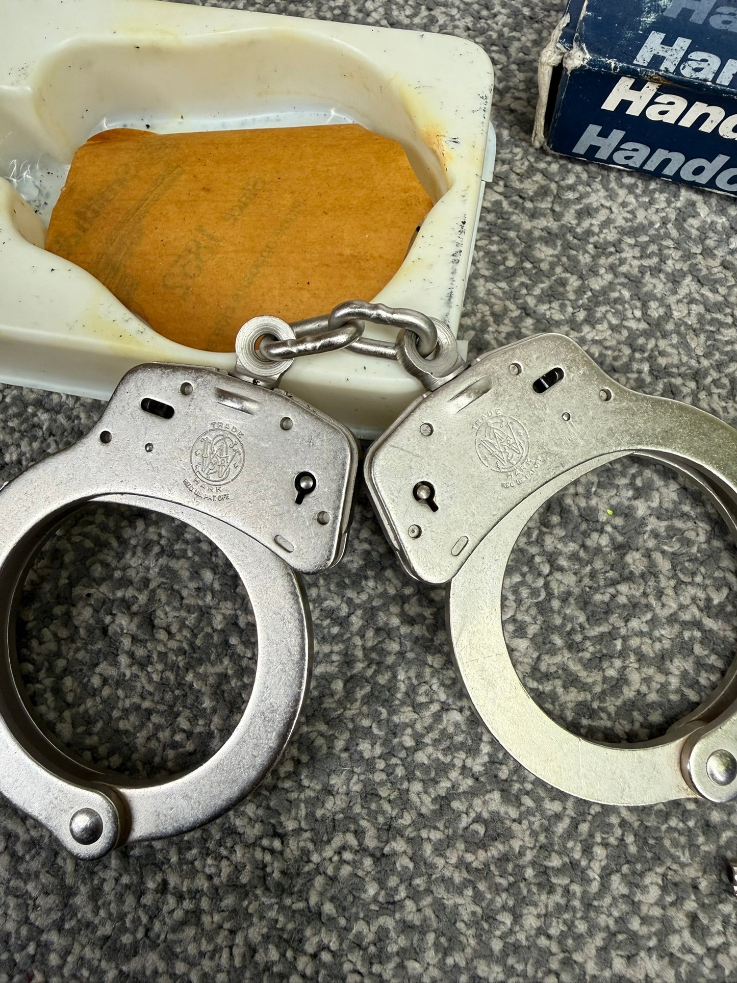 Vintage Smith & Wesson Model 100 Chain Handcuffs Ex Police Cuffs