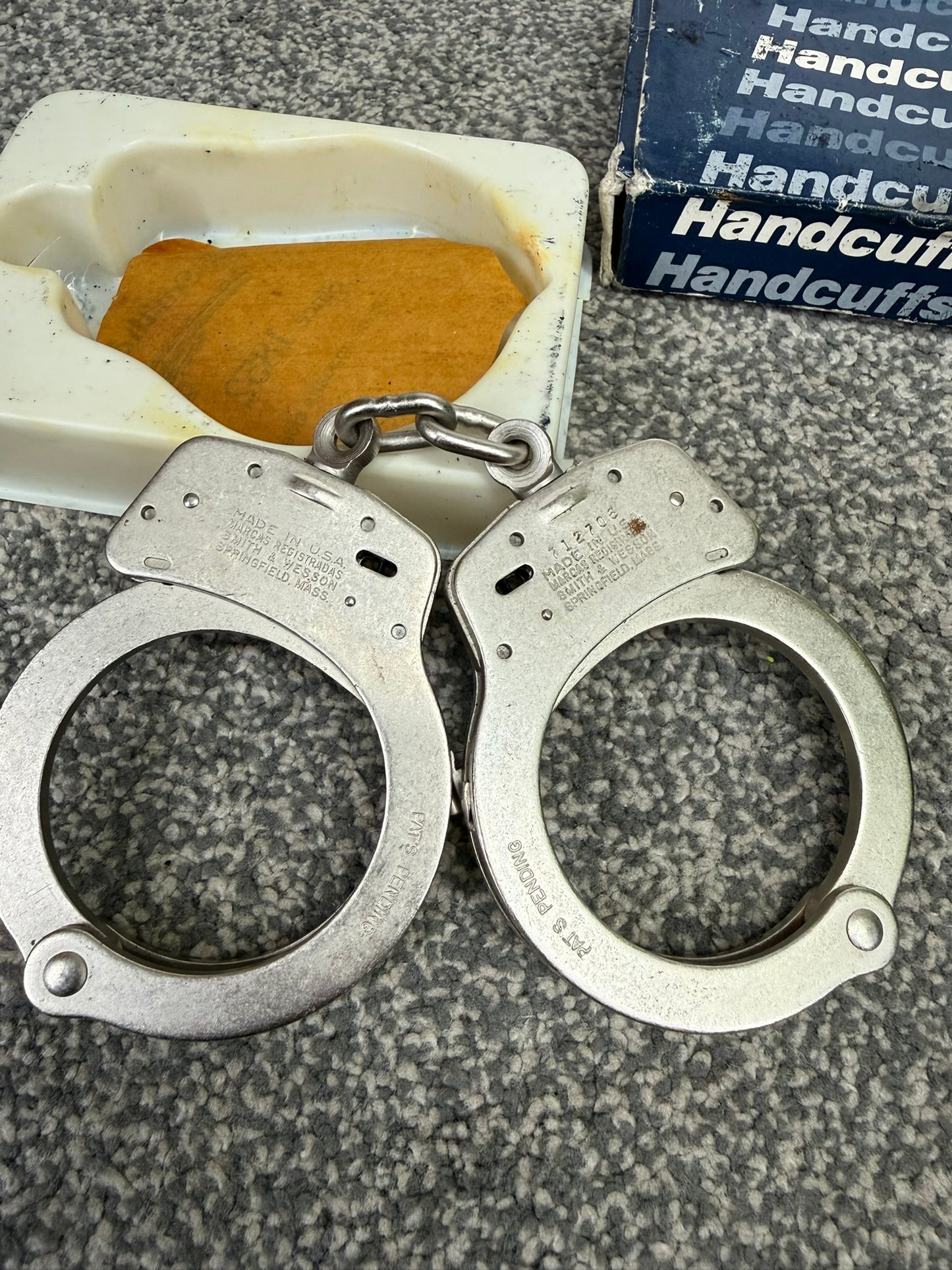Vintage Smith & Wesson Model 100 Chain Handcuffs Ex Police Cuffs