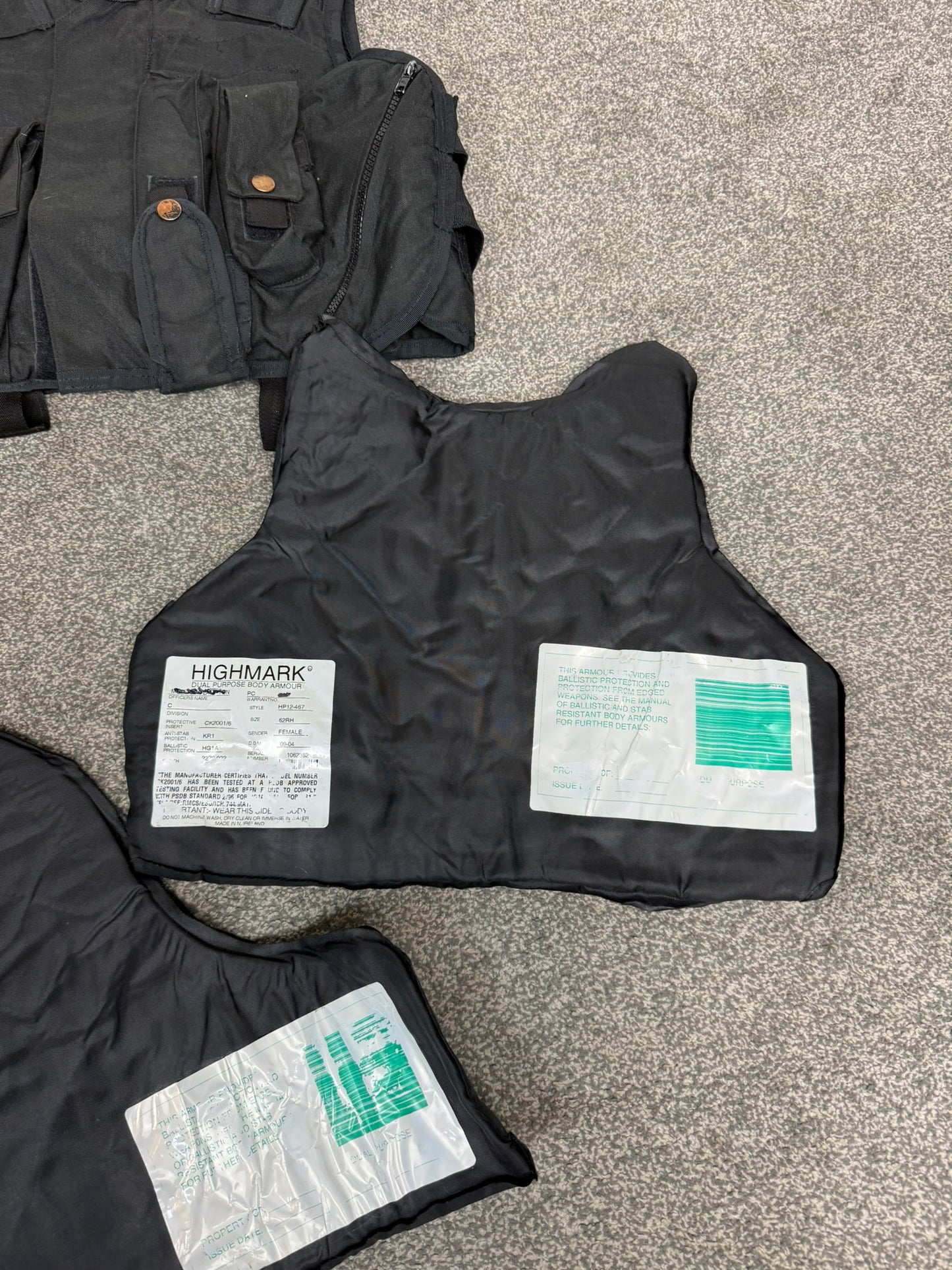 Ex Police Highmark Body Armour Vest Female LARGE Anti Stab & Ballistic HG1A / KR1 Security