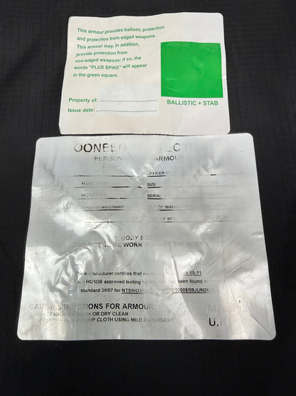 Ex Police Cooneen Body Armour Vest & Bag X LRG Anti Stab & Ballistic HG1A & KR1