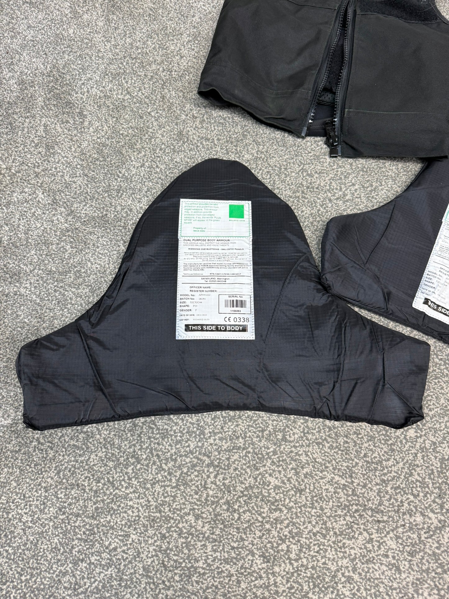 Ex Police Safariland Body Armour Stab Vest Anti Stab & Ballistic HG1A & KR1 - X SMALL