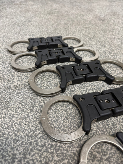 Ex Police Folding Hiatt Handcuffs Hinged Cuffs & Key Security Collectable