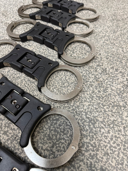 Ex Police Folding Hiatt Handcuffs Hinged Cuffs & Key Security Collectable