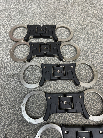 Ex Police Folding Hiatt Handcuffs Hinged Cuffs & Key Security Collectable