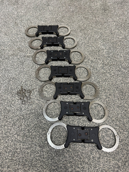 Ex Police Folding Hiatt Handcuffs Hinged Cuffs & Key Security Collectable