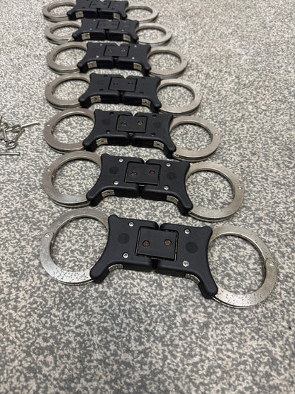 Ex Police Folding Hiatt Handcuffs Hinged Cuffs & Key Security Collectable