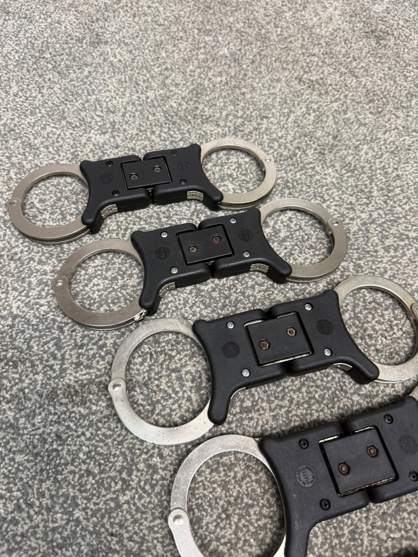 Ex Police Folding Hiatt Handcuffs Hinged Cuffs & Key Security Collectable