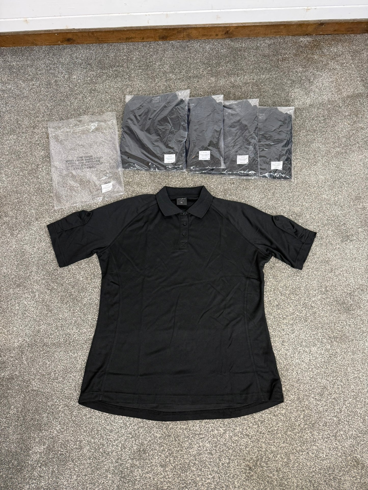 5x Ex Police HUNTER Tactical Nano Kool Black Wicking Polo Shirt Female XL Job Lot Bundle
