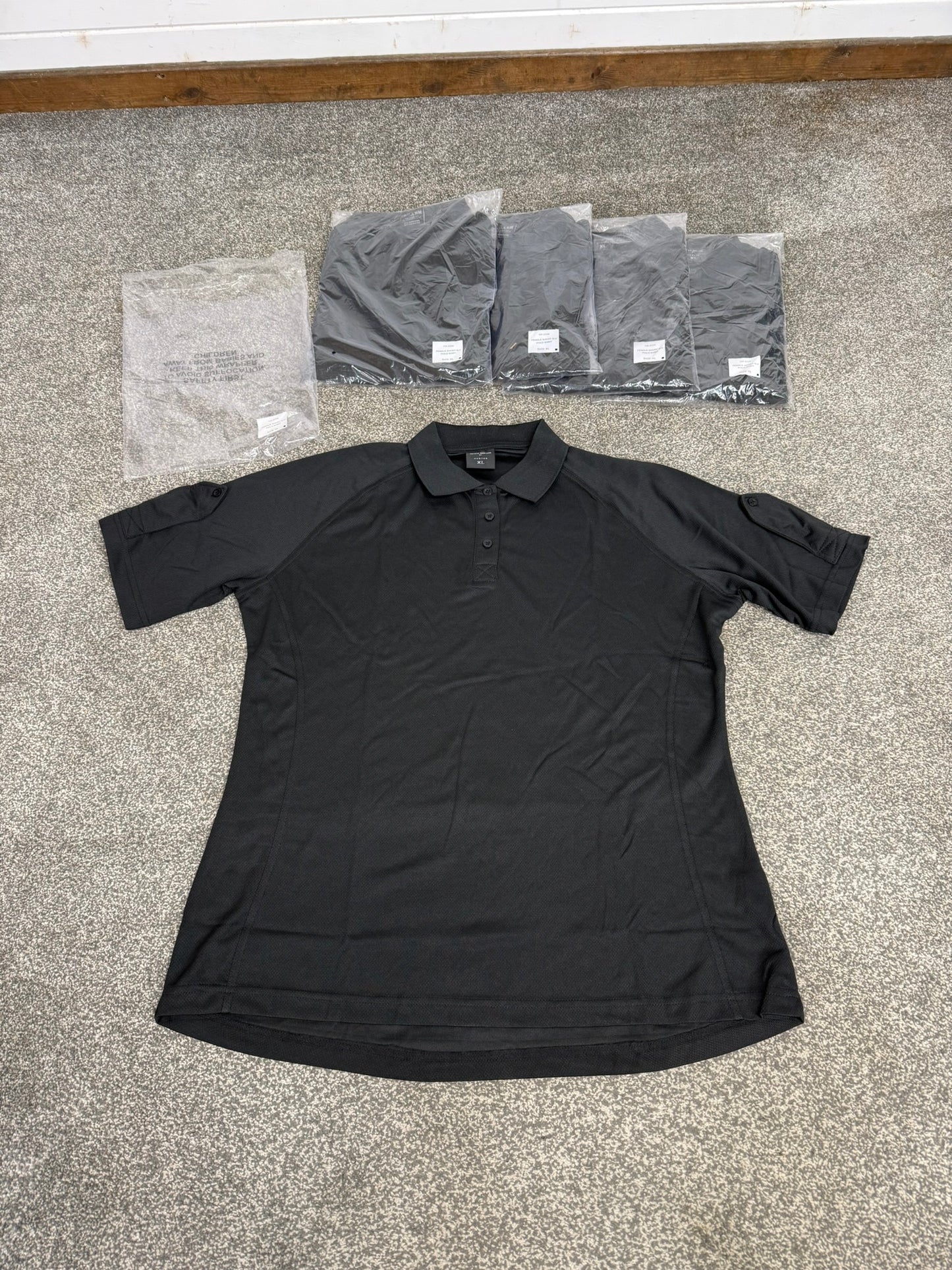 5x Ex Police HUNTER Tactical Nano Kool Black Wicking Polo Shirt Female XL Job Lot Bundle