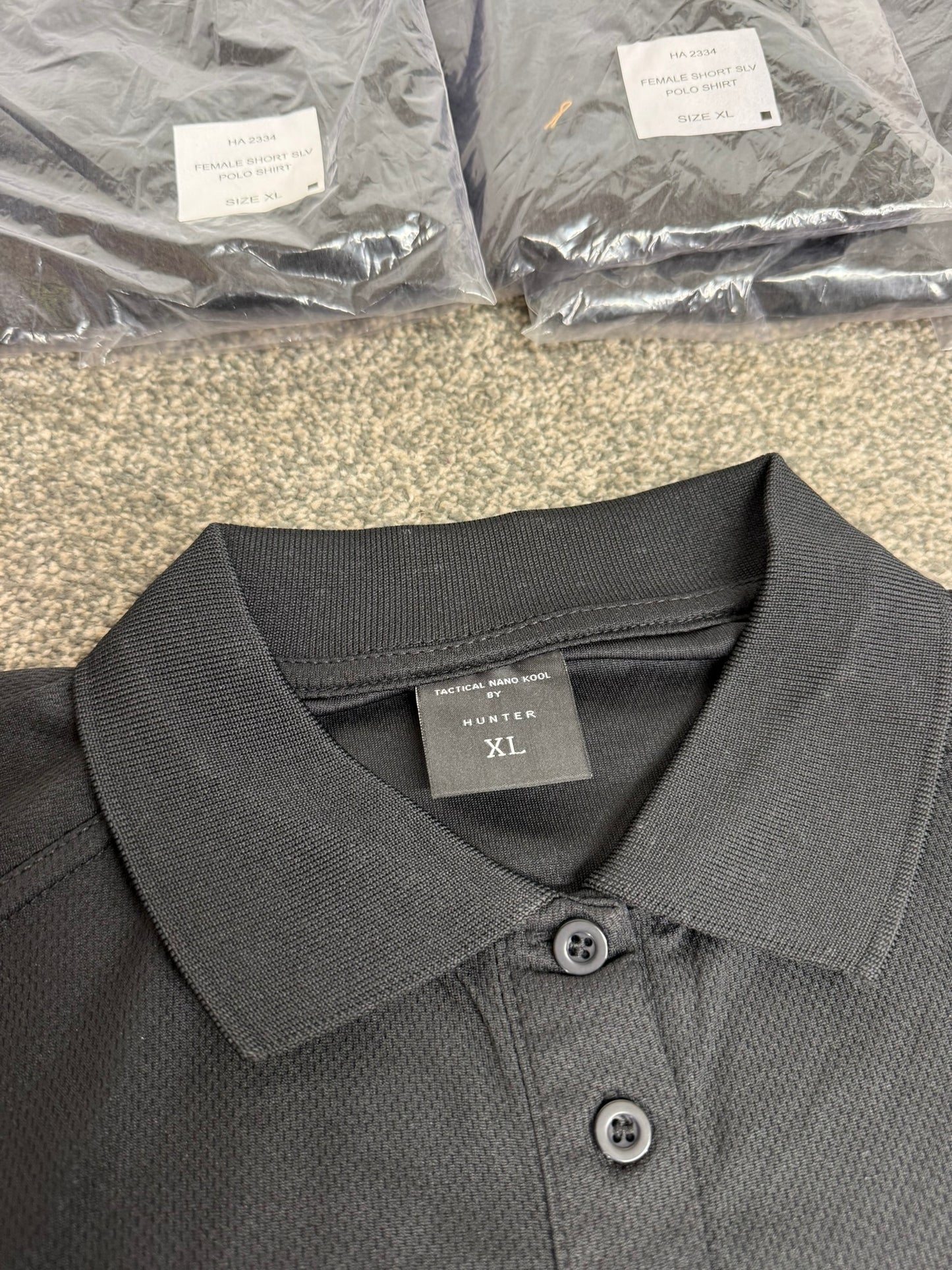 5x Ex Police HUNTER Tactical Nano Kool Black Wicking Polo Shirt Female XL Job Lot Bundle